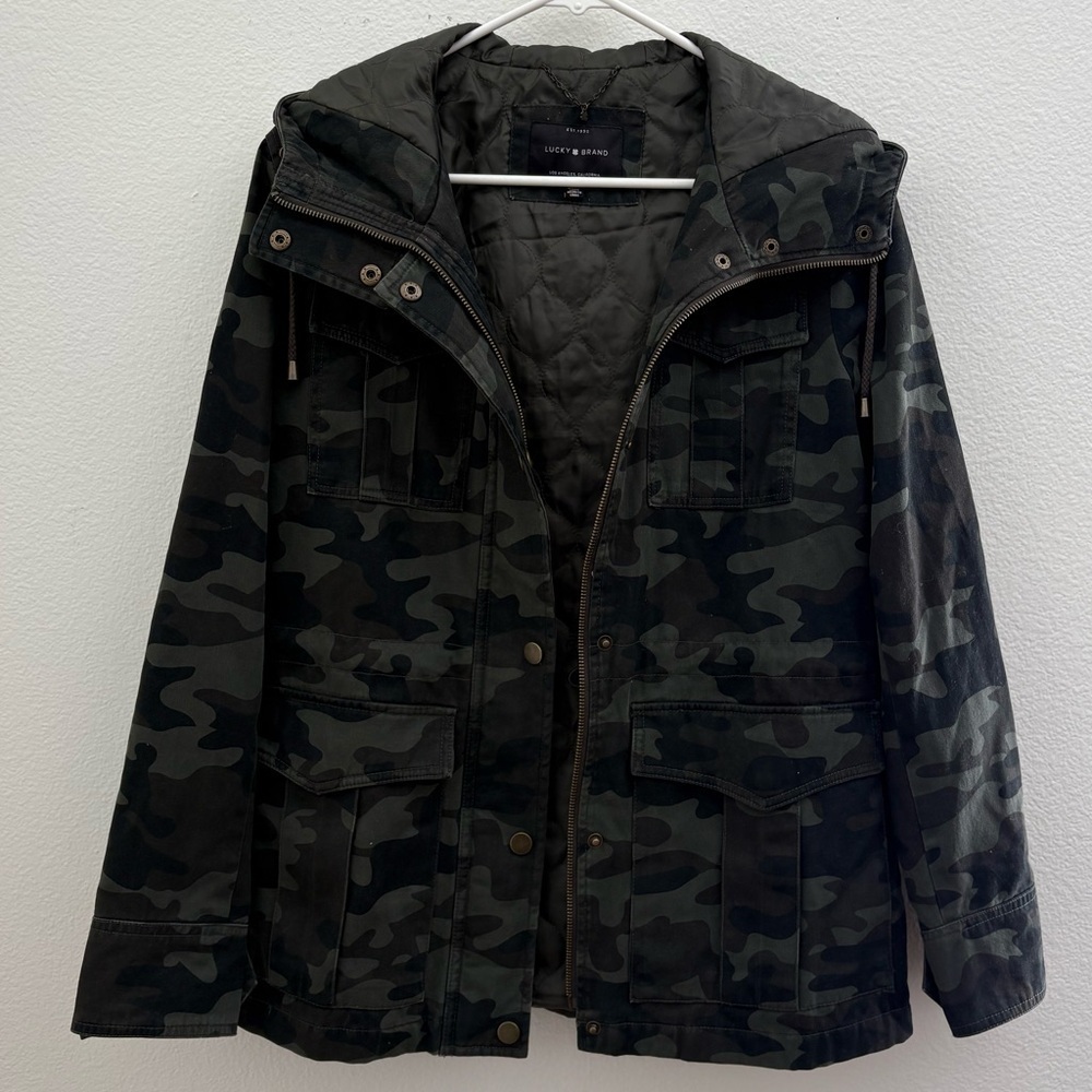 Lucky Brand Green Camouflage Utility Jacket Size Small